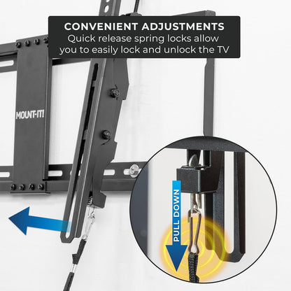 Mount-It! Tilting TV Wall Mount Bracket for 42-80 Inch TVs | Universal TV Mount with Low Profile Design, Supports 110 lbs | Quick Release Lock | Fits 16" & 24" Studs | Max VESA 600x400mm