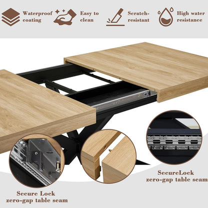 Extendable Dining Room Table for 4 6 8, 55"-71" Long Rectangle Kitchen Table,Wood Expandable Dining Table with Hidden Leaf & Storage, Space Saving, For Kitchen Dining Living Room, Farmhouse, Oak