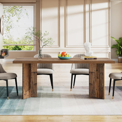 Tribesigns 63-inch Dining Table for 4-6, Farmhouse Kitchen Table with Large Tabletop, Rectangular Dinner Eating Table for Dining Room, Living Room, Kitchen, Distressed Brown