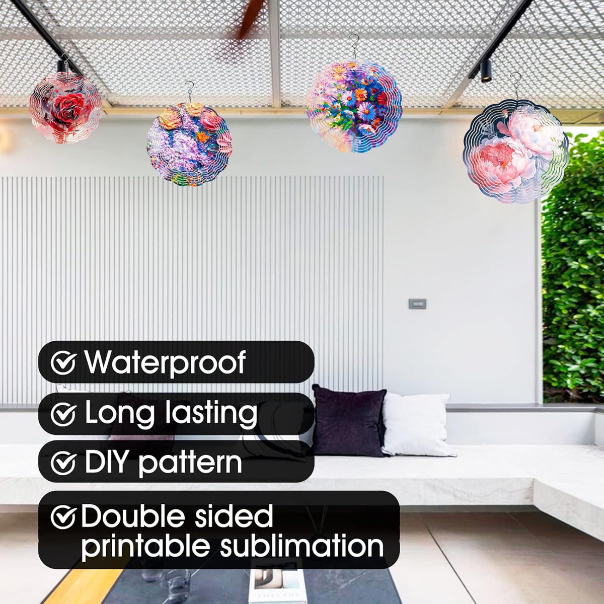 5 Pack Sublimation Wind Spinner Blanks 6 Inch Wind Spinners Sublimation Blanks 3D Aluminum Metal Wind Spinners for Yard and Garden Indoor Outdoor Window Porch Front Door Decoration Round