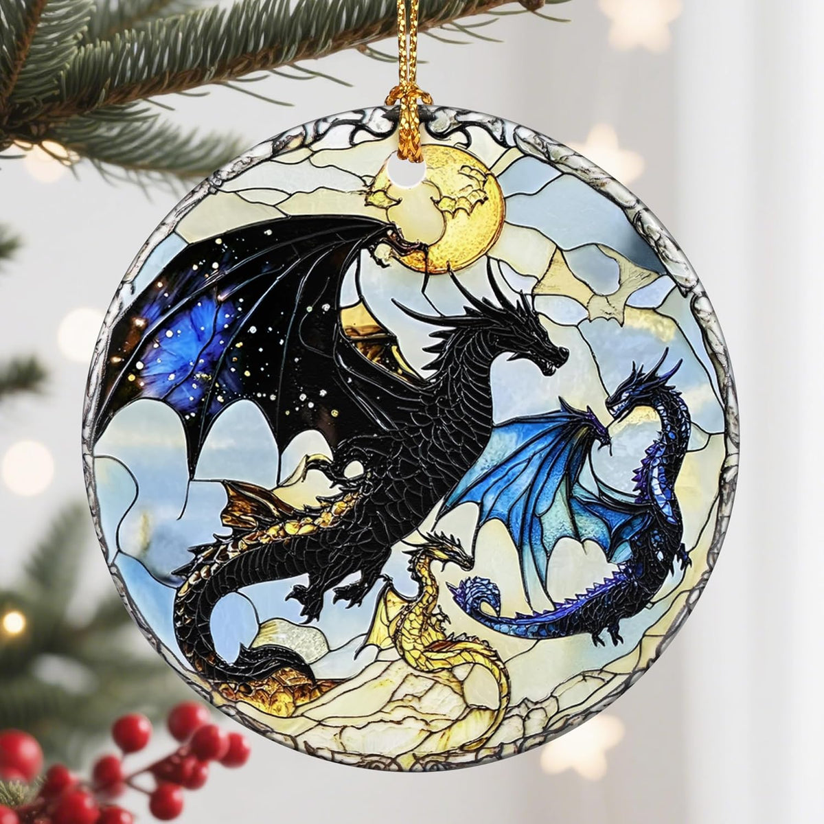 Christmas Ornament, Christmas Decoration, Ceramic-Style Dragon Ornament, Heirloom Keepsakes, Holiday Ornaments, Holiday Presents, Unique Xmas Gifts, Gift Exchange Ornaments, Gift Idea