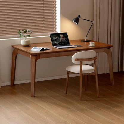 47'' Solid Wood Dining Table for 4 People, Modern Dining Table with Curved Transitions, Farmhouse Kitchen Table for Dining Room, Living Room, Kitchen (Walnut, Table only, Rubberwood)