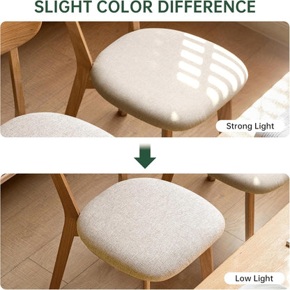 100% Solid Wood Upholstered Dining Chairs, Mid Century Modern Oak Dining Chairs with Curved Back Design with Butterfly Wing Shape for Kitchen, Dining Room, Restaurant (6, Log Color-Beige Cushion)