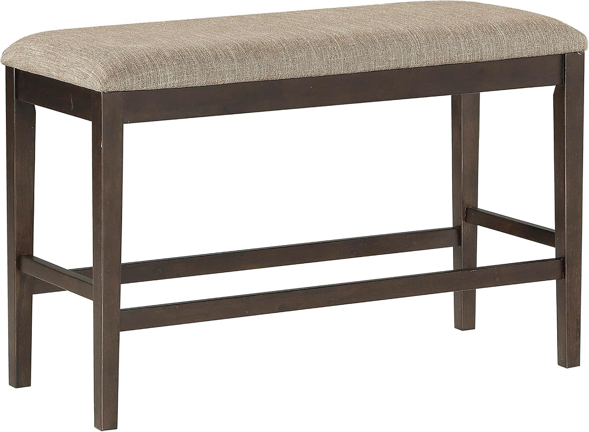 Lexicon Baronscourt Farmhouse Small Entryway Bench - 39 Inch, Upholstered Counter Height Solid Wood Frame, Padded Top, Easy Assembly , 26"Seat Height, Farmhouse End of Bed Bench For Bedroom,Dark Brown