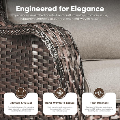 Belord 8 Piece Wicker Patio Furniture Set, Outdoor Swivel Rocker Chairs Set of 4 with Ottomans and Rattan Couch, All Weather Patio Conversation Furniture Set, for Pool,Yard Brown Wicker/Beige