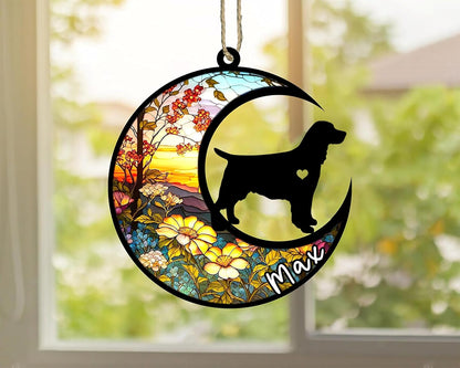 Personalized Dog Memorial, Custom Name English Springer Spaniel Dog Christmas Ornament with Name, Custom Breeds, Pet Loss Light Catcher, Gifts for Lovers Loss of Pet Sympathy on Mothers Day Christmas