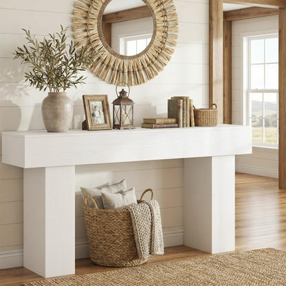 63 Inch Long Console Table for Entryway, Farmhouse Wood Sofa Table Behind Couch Table, Narrow Entryway Table for Living Room, Entrance, Hallway, Foyer, Rectangular Entry Way Table, Easy Assembly