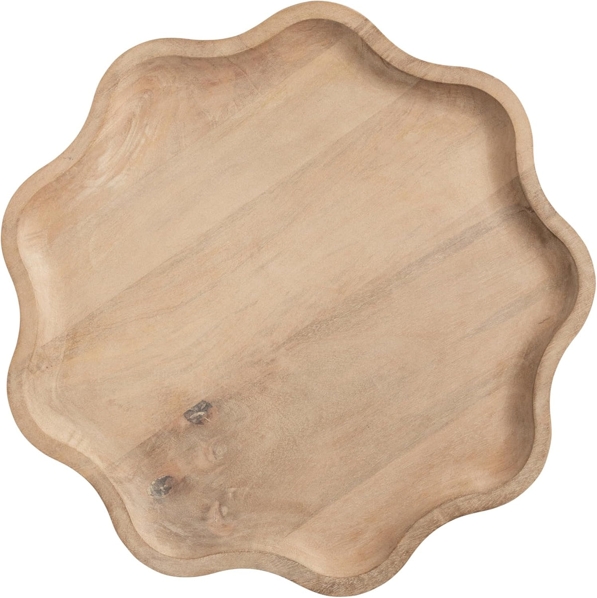 Kate and Laurel Alezar Modern Wooden Round Side Table, 15 x 15 x 22, Light Natural, Transitional Solid Wood End Table with Wavy Edge for Teen Bedroom Nightstand or Dorm Room Decor