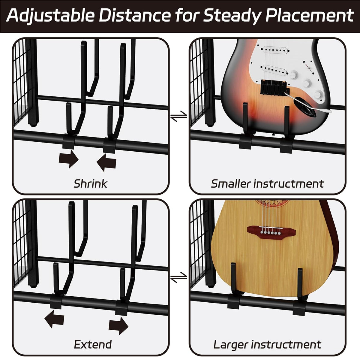 YAKANJ End Table with Guitar Stand,Record Player Stand,Vinyl Records Storage,2-Tier Guitar Stand for Acoustic,Turntable Stand for Music Studio,Grey