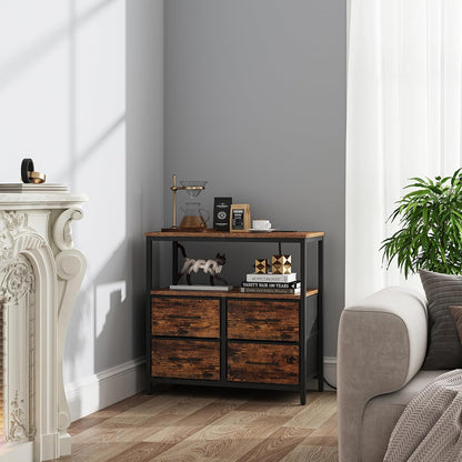 TUTOTAK Large Night Stand with Charging Station, Nightstand with USB and Type-C Port, Bedside Table with Cloth Drawers, End Table for Livingroom, Bedroom, Brown TB01BB081
