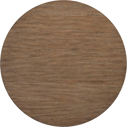 Lexicon Modern Round End Table, 20 Inch Dia. Wood Living Room Side Table, Walnut Veneer, Sturdy Geometric Wood Base, for Living Room/Lounge/Office/Waiting Area, Easy Assembly, Light Brown