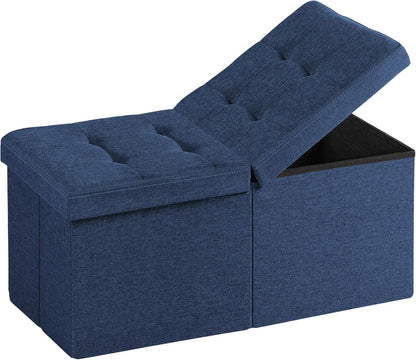 30-INCH Ottoman with Storage, Footrest Storage Bench, End of Bed Bench Coffee Table for Living Room, Bedroom, Entryway (Blue)