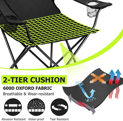 Joyfair Camping Lawn Chairs & Table Set, Large Beach Chairs for Outside | Portable Folding Camp Chair for Adults, Heavy Duty Foldable Design for Outdoor Backpacking Fishing Sport, with Carry Bag