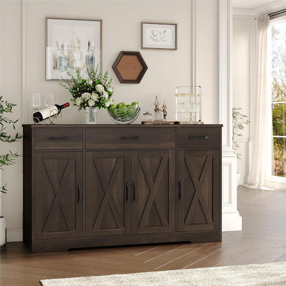 HOSTACK Kitchen Buffet Sideboard Storage Cabinet, Coffee Bar Cabinet, Brown
