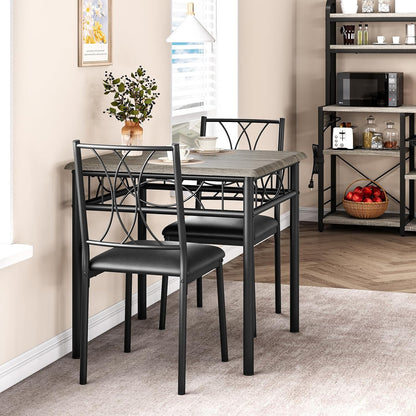 Dining Table Set for 2, Kitchen Table with 2 Upholstered Chairs, Wood 3-Piece Kitchen Dining Room Table Set for Apartment, Small Space, Space Saving, Retro Gary