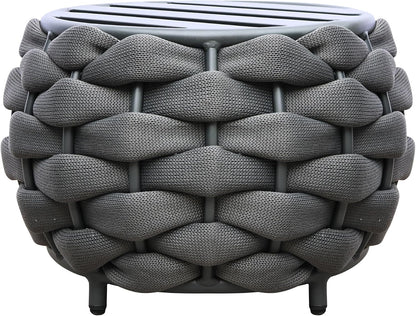 TWT Aluminium Patio Sofa Ottoman Handwoven PVC Rope with Thick Cushion All Weather for Balcony Porch Yard - Dark Gray