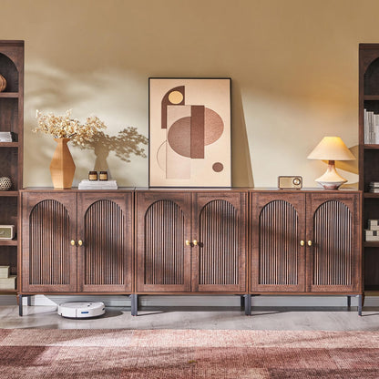 IFGET 92.63" W Modern Arched Sideboard Buffet Cabinet with Storage, Brown
