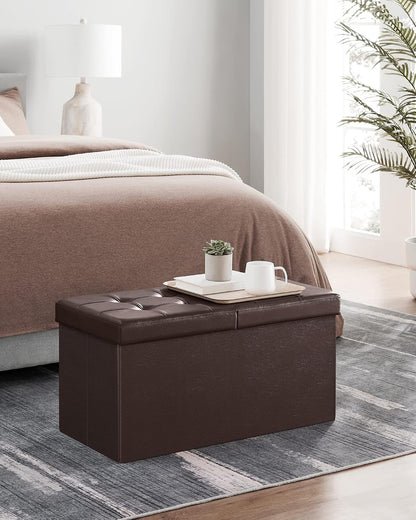 SONGMICS 30 Inches Folding Storage Ottoman Bench with Flipping Lid