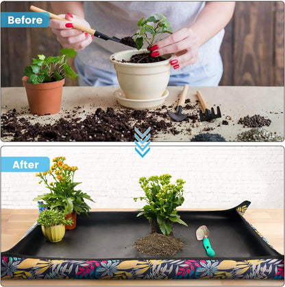 Extra Large Repotting Mat for Indoor Plants Transplanting and Dirt Control, Foldable Waterproof Succulent Potting Mat, Gardening Gifts for Plant Lovers (43.5"x29.5")