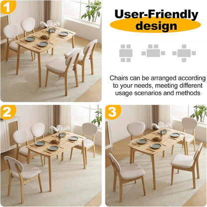 Karl home 5-Piece Dining Table Set for 4, Solid Wood Frame, Nature | Mid-century modern dining table with chairs, padded seats & backrests,compact design, for kitchen/small apartment/dining room