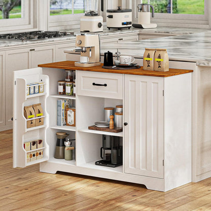 Gizoon 45" Kitchen Sideboard Buffet Cabinet with Storage Coffee Bar Cabinet with Drawer, Kitchen Pantry Storage with Door and Shelves for Bathroom and Living Room, White and Rustic