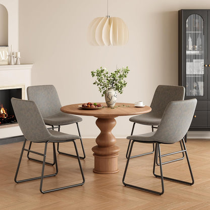 Soohow Mid-Century Modern Dining Chairs Set of 4, Faux Leather Upholstered Kitchen Chairs with Metal Legs, Comfortable Dining Room Chairs for Home