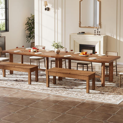 63" Solid Wood Dining Table for 4-6, Farmhouse Rectangle Kitchen Table with Thicken Tabletop and Sturdy Construction, Modern Wooden Dinner Table for Dining Room, Kitchen, Walnut