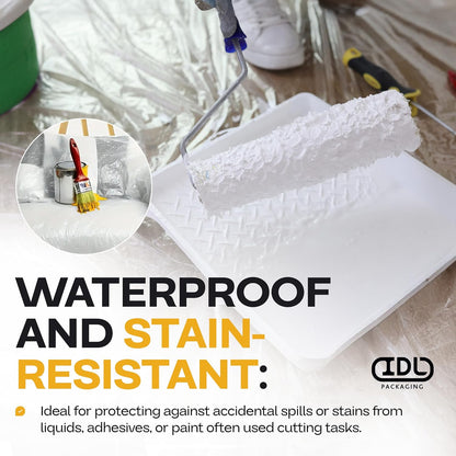 Plastic Sheeting 4 mil, 12' x 50' (600 sq. ft.) - Semi-Clear LDPE Film Roll - Plastic Covers for Furniture and Construction, Painting, Slide&Slip - Thick Heavy Plastic Sheeting by IDL Packaging