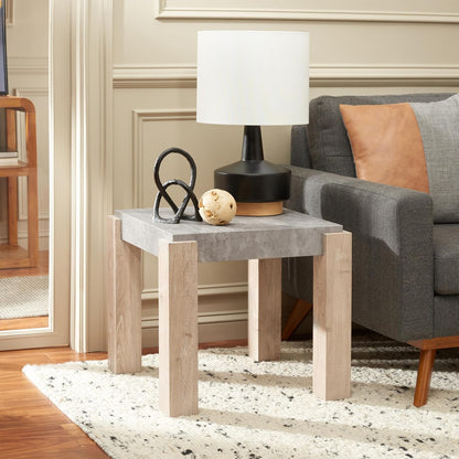 SAFAVIEH Home Collection Coromio Light Grey/Natural End Table for Living Room, Bedroom, Home Office, Foyer