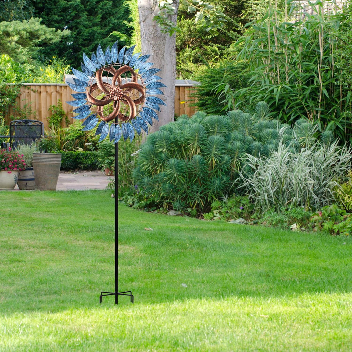 WONDER GARDEN Wind Spinner - 6.2FT Large Wind Sculpture Wind Spinner Metal Windmills for Patio Lawn and Garden Outdoor Decorations