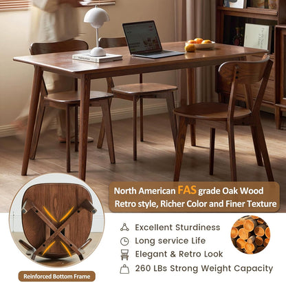 Modern Dining Chairs Set of 4, Solid Oak Wood Dining Chair with Comfortable Backrest, Sturdy Wooden Chairs for Kitchen, Dining Room