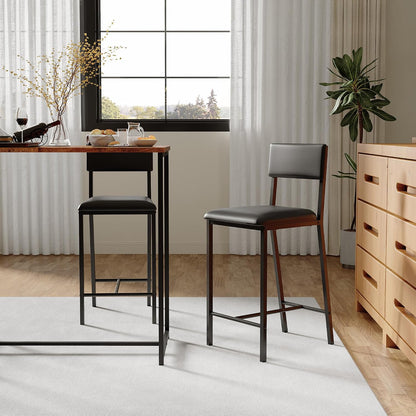 IDEALHOUSE Dining Chairs Set of 2 Upholstered PU Dining Chairs Curved Backrest, Modern Dining Room Chairs Kitchen Chairs with 26IN Metal Legs and Sturdy H-Frame for Home, Bar 330lbs Capacity