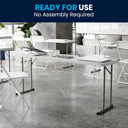 Flash Furniture 6 ft Plastic Folding Training Table, Granite White | Durable Construction, Commercial Use