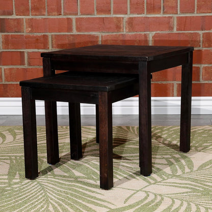2-Piece Eucalyptus Nesting Table Set with Espresso | Nesting tables for storage and entertaining