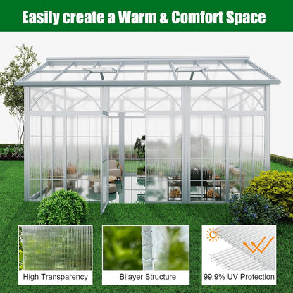 Polycarbonate Greenhouse Panels 5 Pack 4' x 2' x 0.16" Twin-Wall UV-Protected All Weather Plastic Roof Panel Clear Replacement Sheets for Garden Fences, Furniture DIY,Outdoor Roofing