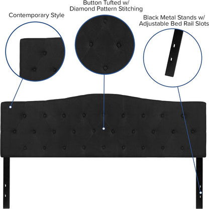 EMMA + OLIVER Black King Tufted Headboard