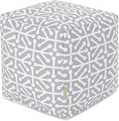 Majestic Home Goods Aruba Indoor/Outdoor Bean Bag Ottoman Pouf Cube, 17" L x 17" W x 17" H, Gray