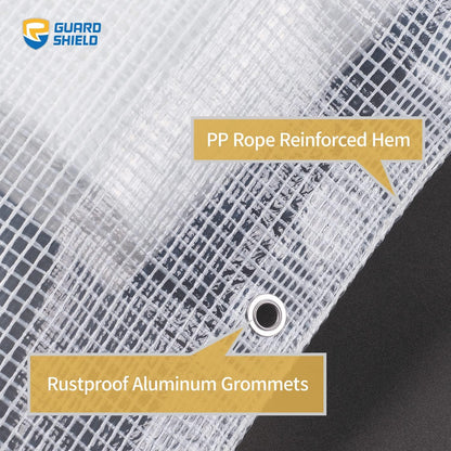 GUARD SHIELD Clear White Tarp Heavy Duty 12x16 Feet Waterproof for Greenhouse Outdoor Garden Poly Cover UV Resistant 3x3 Weave 10mil (2-Pack)