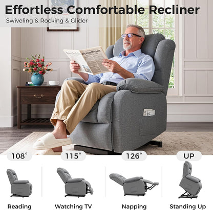 Amopatio Power Lift Recliner Chairs for Elderly Upgraded Living Room Reclining Chairs Indoor Lounge Chairs Single Sofa with Side Pockets and Remote Control for Bedroom