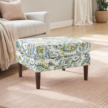 Convenience Concepts Designs4Comfort Marlow Ottoman 27" - Mid-Century Modern Upholstered Footrest & Seat for Living Room, Bedroom, Hallway, or Entryway, Paisley Fabric