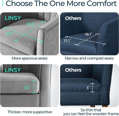 LINSY Swivel Accent Chair with Ottoman: Small Velvet Barrel Chair 360 Swivel Modern Armchair, Upholstered Reading Chair with Footrest for Living Room Bedroom Study Room (Grey)