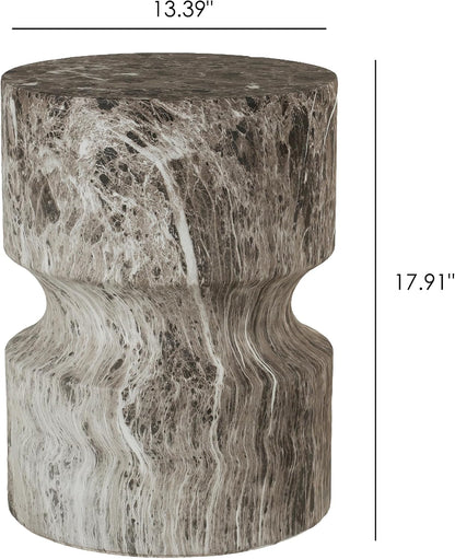 Modern End Table Cylindrical Side Table for Living Room,Farmhouse Nightstand with Faux Marble Texture and Magnesium Oxide Material for Small Space Living Room, Bedroom