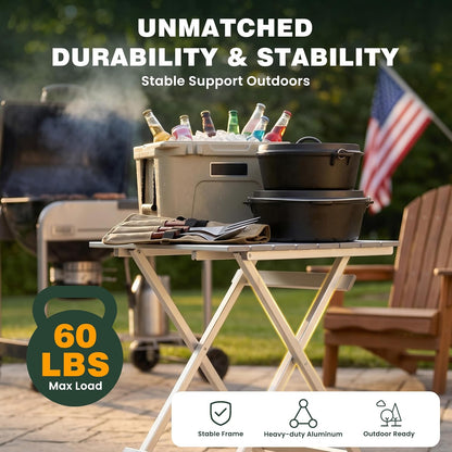SUNNYFEEL Folding Camping Table - Lightweight Aluminum Portable Picnic Table for Cooking, Beach, Hiking, Travel, Fishing, BBQ, Indoor Outdoor Small Foldable Camp Tables