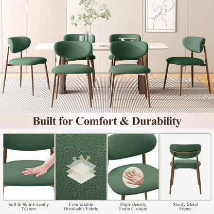 MALOL Upholstered Dining Room Chairs Set of 2, Kitchen Chairs with Metal Legs and Anti Slip Pads, Curved Back Dining Chair for Home and Restaurant Use, Green