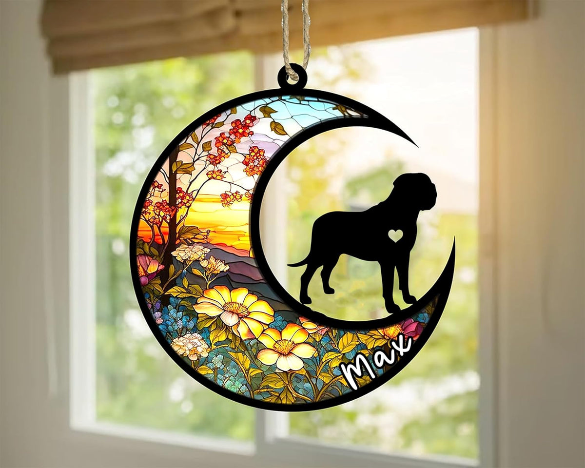 Personalized Dog Memorial, Custom Name English Mastiff Dog Christmas Ornament with Name, Custom Breeds, Pet Loss Light Catcher, Gifts for Lovers Loss of Pet Sympathy on Mothers Day Christmas