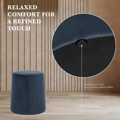 Spatial Order 17" Organic Shape Ottoman - Blue Velvet