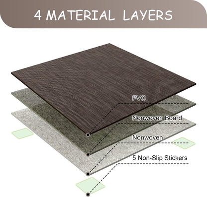 HAGiHARA PVC Tatami Mat, 4 Pieces Foldable Patchwork Floor Mats | Waterproof PVC Surface with Easy Cleaning and Foldable Design