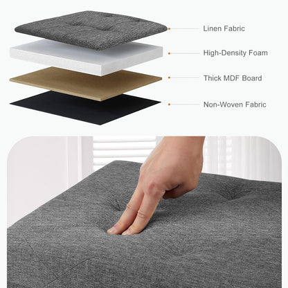 Sweetcrispy 30in Foldable Storage Ottoman Bench, End of Bed Foot Rest Stools Ottoman Storage Chest with Padded Seat for Bedroom, Living Room, Holds up to 660 lb, Modern Grey