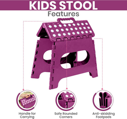 Utopia Home Folding Step Stool - (Pack of 1) Foot Stool with 11 Inch Height - Holds Up to 300 lbs - Foldable Step Stool for Kitchen, Bathroom & Living Room - Anti Skid (Purple)