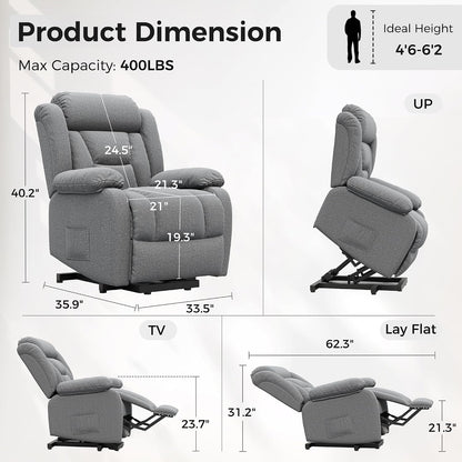 Amopatio Power Lift Recliner Chairs for Elderly Upgraded Living Room Reclining Chairs Indoor Lounge Chairs Single Sofa with Side Pockets and Remote Control for Bedroom